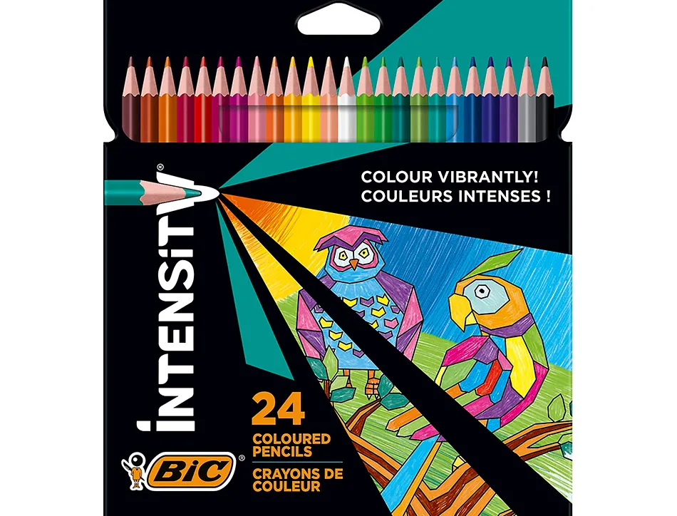 Crayons couleur bic intensity up corps triangulaire pack de 24
