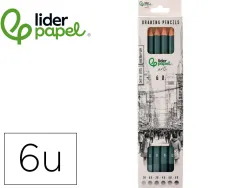 Crayons de dessin liderpapel boite de 6 unites pointes mines assorties certifie fsc