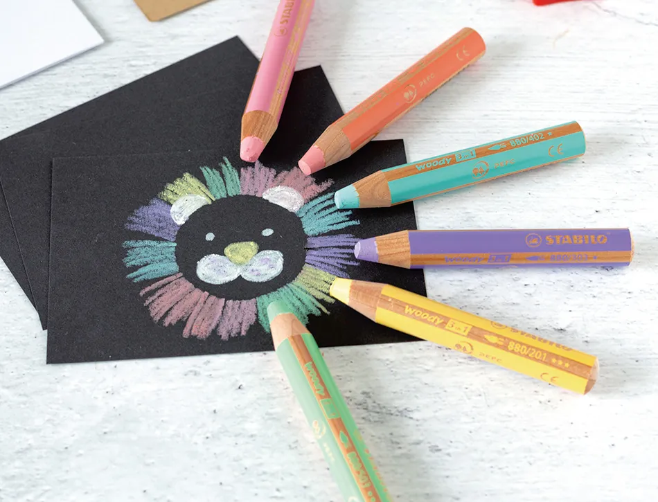 Crayons multi-talents stabilo woody 3en1 + 1 taille-crayons coloris assortis pastel etui carton