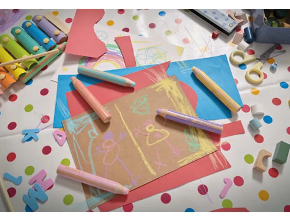 Crayons multi-talents stabilo woody 3en1 + 1 taille-crayons coloris assortis pastel etui carton