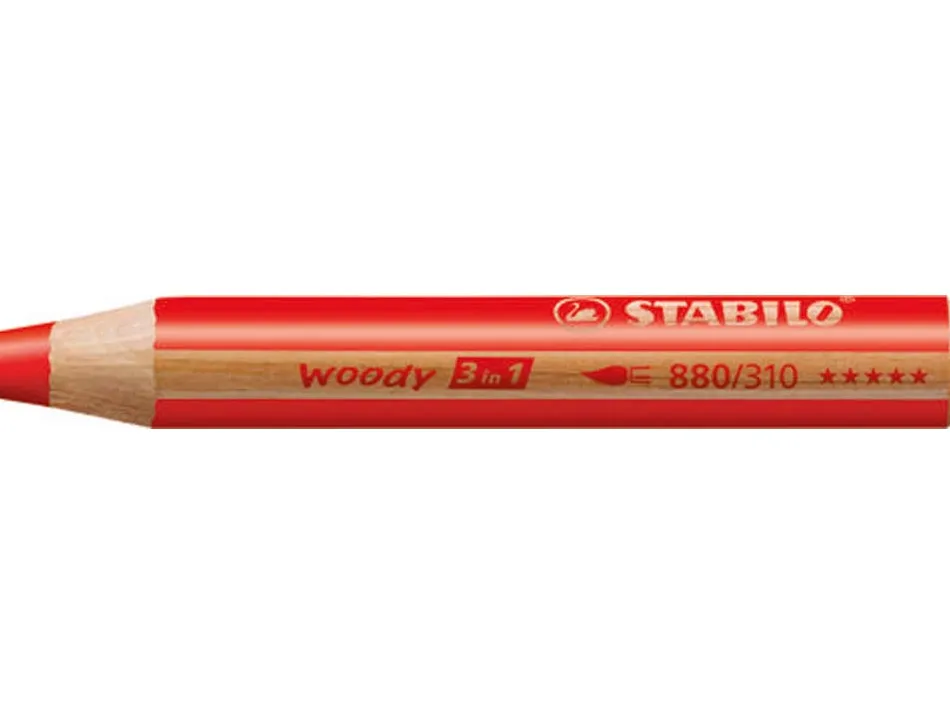 Crayons multi-talents stabilo woody 3in1 + 1 taille-crayon etui carton de 6