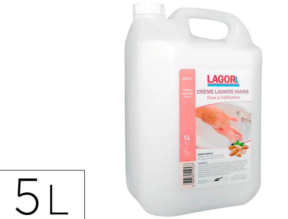 Crème lavante coldis lagor mains douces riche agents hydratants sans abrasifs solvants pétroliers parfum amande bidon 5l