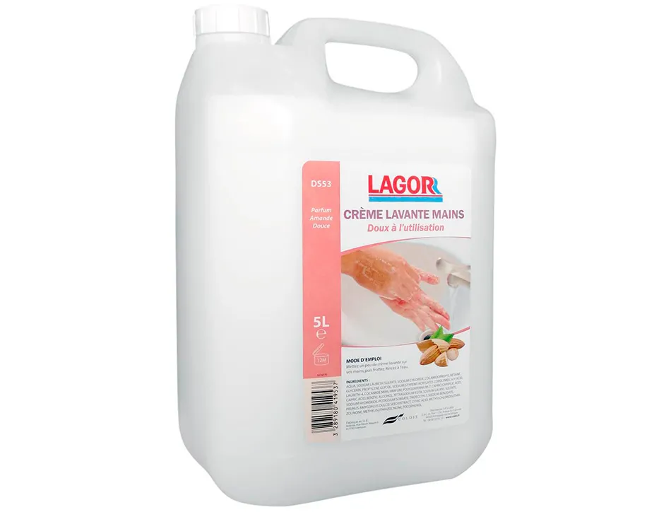 Crème lavante coldis lagor mains douces riche agents hydratants sans abrasifs solvants pétroliers parfum amande bidon 5l