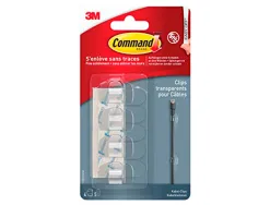 Crochet command accroche tableau 4 crochet et 5 languettes transparent