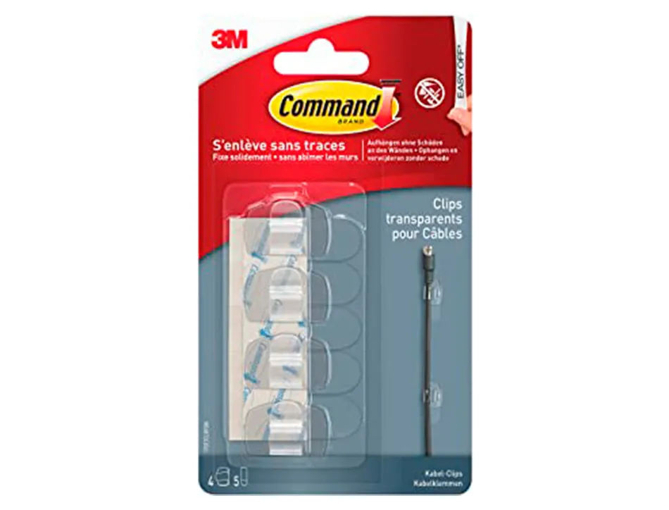 Crochet command accroche tableau 4 crochet et 5 languettes transparent