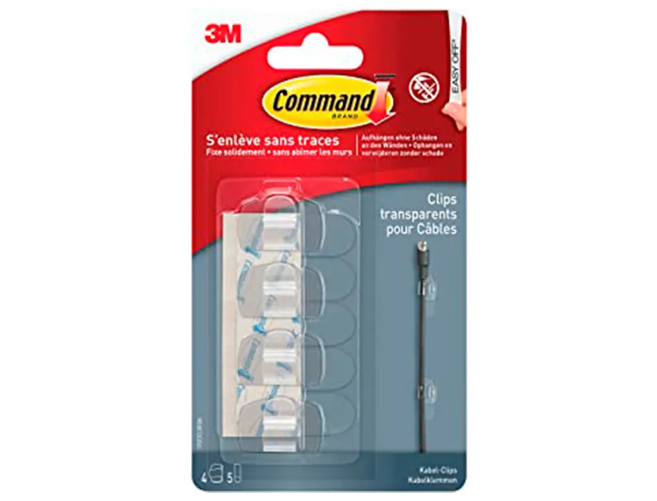 Crochet command accroche tableau 4 crochet et 5 languettes transparent