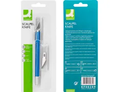 Cutter bistouri q-connect en gomme lame 6mm fixe avec capuchon de protection 5 lamesde rechange incluses