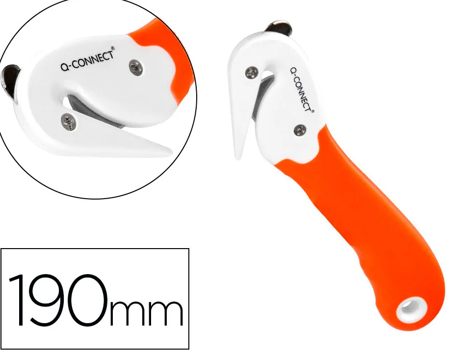Cutter de securite sx782n-1 q-connect en plastique avec ergot en metal lame fixe protegee en acier inoxydable