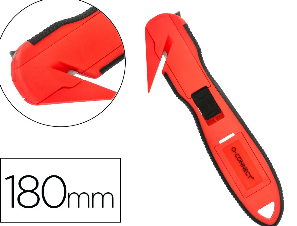 Cutter de securite xd-g03 q-connect en plastique et gomme avec ergot en metal lamefixe protegee