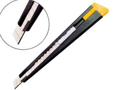 Cutter olfa 180 lame 9mm crémaillère acier laqué mat clip embout casse-lame
