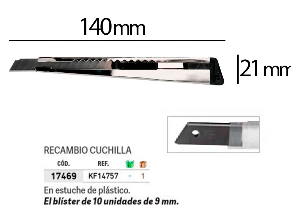 Cutter q-connect metal lame etroite etui pp