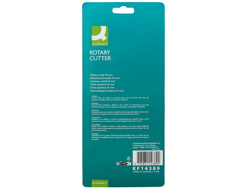 Cutter rotatif q-connect lame circulaire 45mm 22x56x165mm