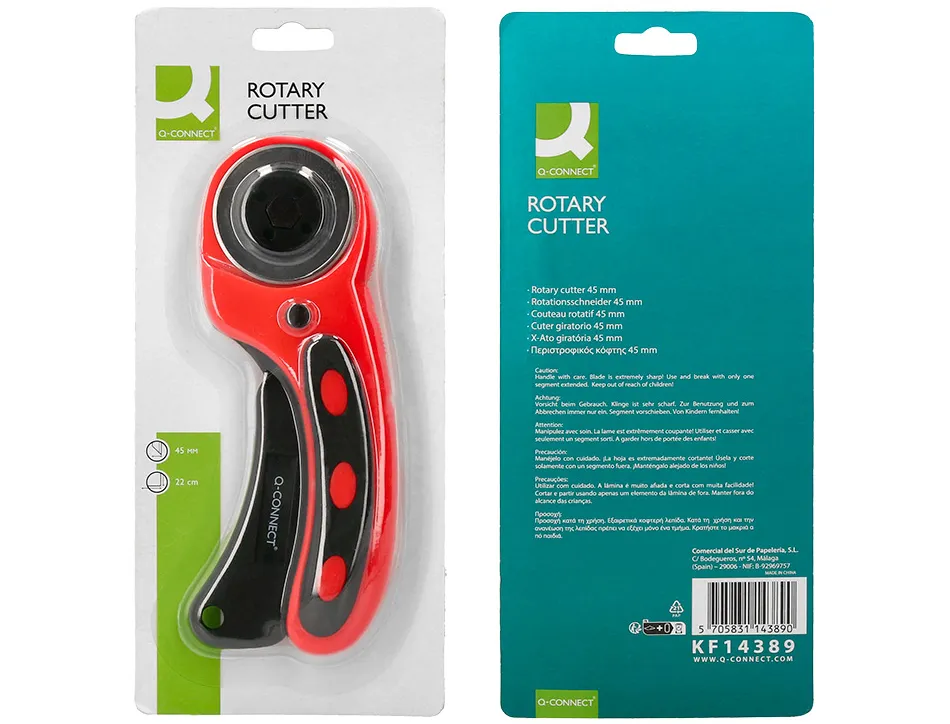 Cutter rotatif q-connect lame circulaire 45mm 22x56x165mm