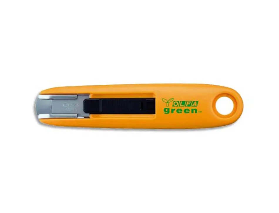 Cutter securite olfa sk-7 green modele poche lame auto-retractable et reversible largeur 12,5mm coloris jaune