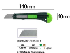 Cutter xd-43 q-connect en plastique abs lame 18mm retractable interchangeable precoupee avec frein de securite