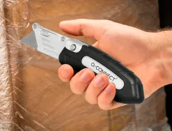 Cutter xd-925 q-connect gomme et plastique abs lame interchangeable acier carbone 19mm mecanisme changement facile