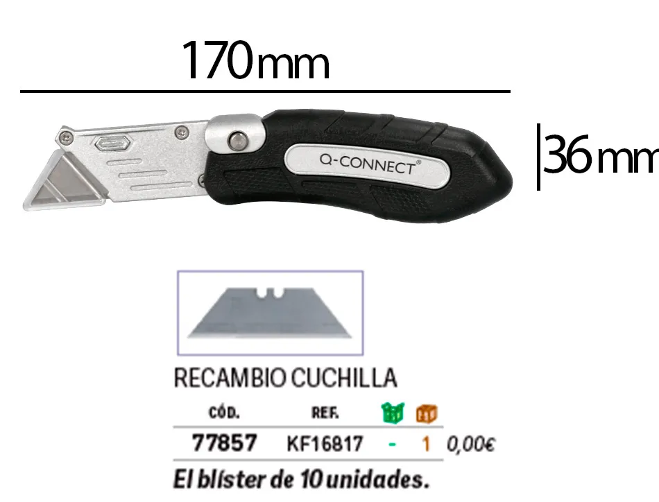 Cutter xd-925 q-connect gomme et plastique abs lame interchangeable acier carbone 19mm mecanisme changement facile