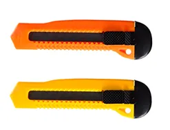 Cutter xd-23 q-connect lame retractable interchangeable acier 18mm precoupee frein securite col. aleatoire jaune/orange