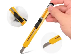 Cutter xd-04 q-connect lame retractable interchangeable en acier 9mm predecoupee frein de securite curseur autobloquant