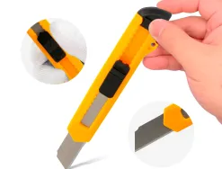 Cutter xd-11 q-connect lame retractable interchangeable acier 18mm precoupee frein securite col. aleatoire jaune/orange