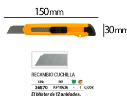 Cutter xd-11 q-connect lame retractable interchangeable acier 18mm precoupee frein securite col. aleatoire jaune/orange