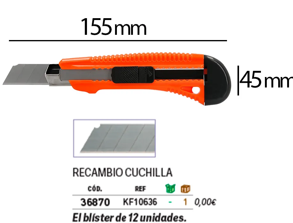 Cutter xd-38 q-connect large en plastique lame 18mm retractable interchangeable precoupee special emballage carton