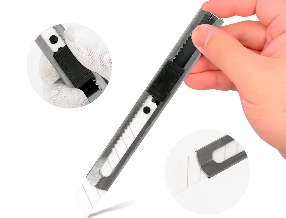 Cutter xd-c78 q-connect en metal lame large 18mm en ceramique precoupee avec curseur de blocage