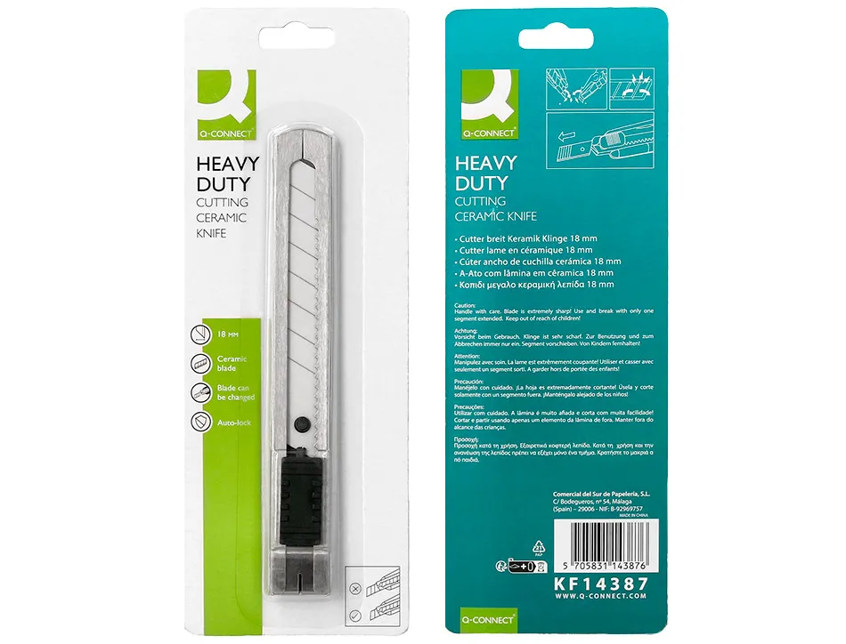 Cutter xd-c78 q-connect en metal lame large 18mm en ceramique precoupee avec curseur de blocage