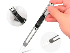 Cutter xd-c18 q-connect metallique lame 9mm en ceramique retractable interchangeable avec frein de securite