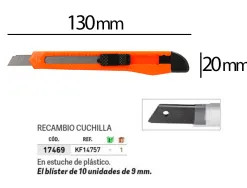 Cutter xd-05q-connect lame retractable interchangeable enacier 9mm precoupee frein de securite