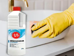 Déboucheur coldis liquide dissout matières organiques sans abîmer émail ni tuyauterie plastique flacon 1l