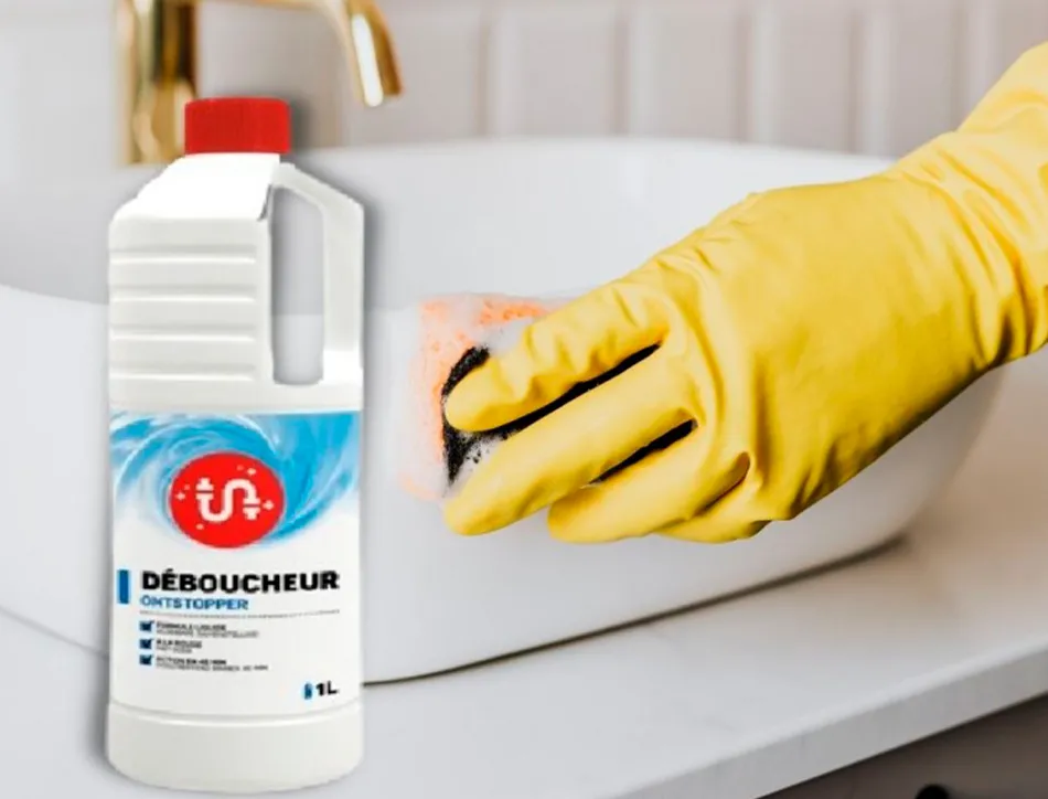 Déboucheur coldis liquide dissout matières organiques sans abîmer émail ni tuyauterie plastique flacon 1l