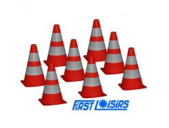Delimitation first loisirs balises bicolores resistantes et a bases carrees 23 cm lot de 8
