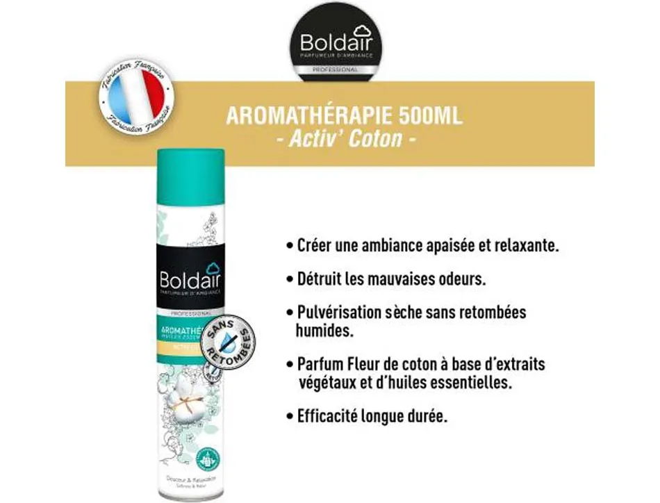 Desodorisant d atmosphere boldair activ fleur de coton professional 500 ml
