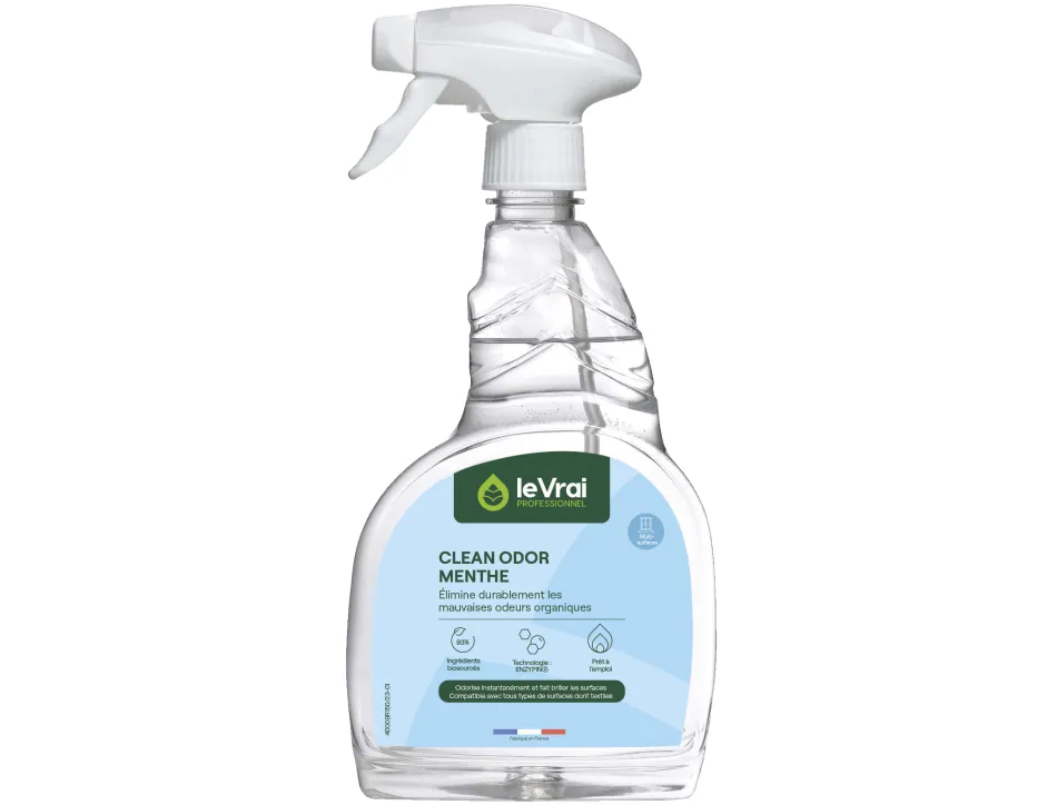 Desodorisant enzymatique cleanodor elimine mauvaises odeurs parfum menthe spray 750ml