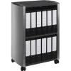Desserte à roulettes durable multifonction design line acier bois 2 tablettes fixes 1 réglable en hauteur 82x57,5x38cm
