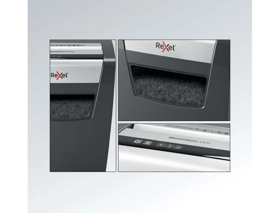 Destructeur de documents rexel momentum x312 coupe croisee p3 5x42mm 12 feuilles corbeille 23l