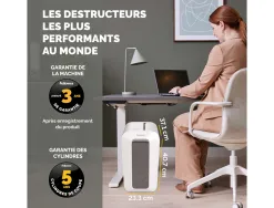 Destructeur fellowes lx65 coupe croisee 4x40mm 10f securite p-4 corbeille 22l coloris blanc