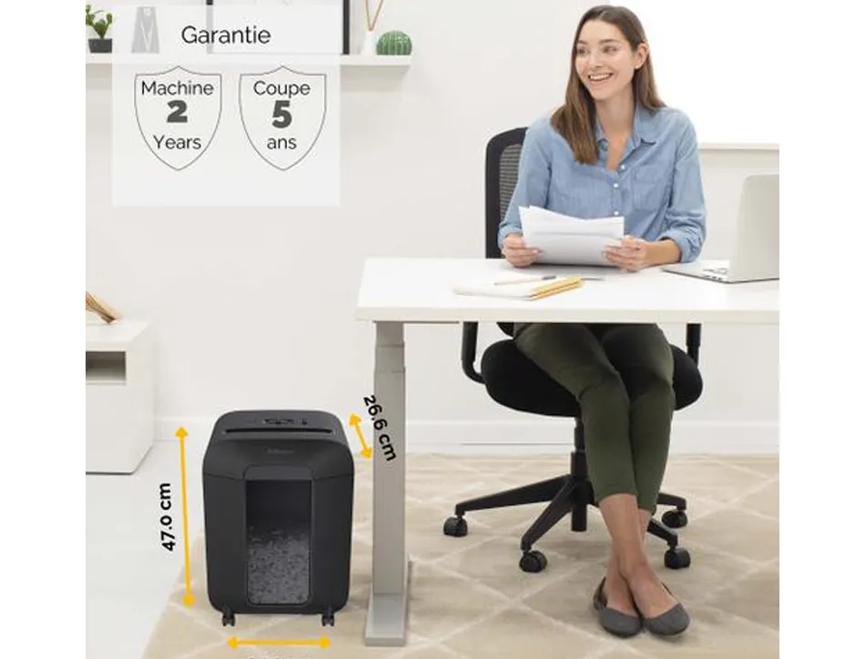 Destructeur fellowes lx85 coupe micro 12f systeme intellibar antibourrage safesense