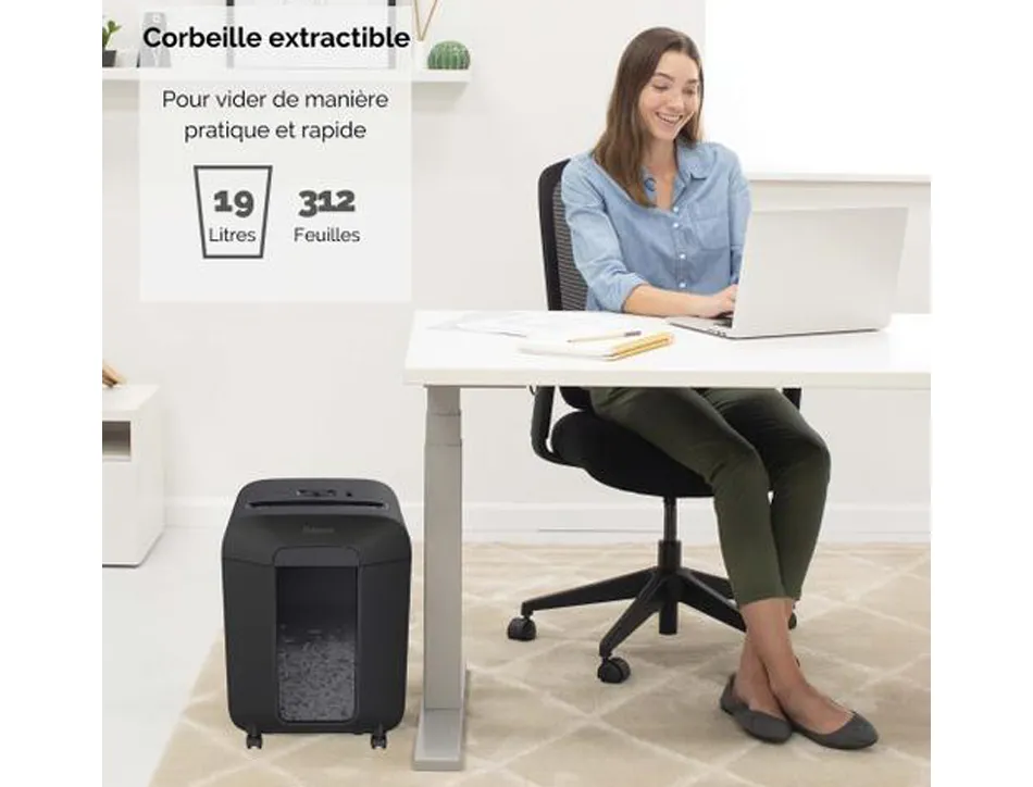 Destructeur fellowes lx85 coupe micro 12f systeme intellibar antibourrage safesense