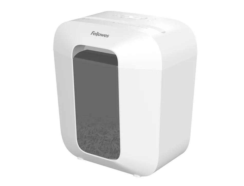 Destructeur fellowes lx25 coupe croisee 4x37mm 6f securite p-4 corbeille 11,5l coloris blanc