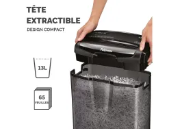 Destructeur fellowes m-7cm coupe croisée 4x35mm din p-4 corbeille 13 litres 38,7x32x18,6cm