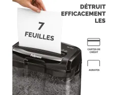 Destructeur fellowes m-7cm coupe croisée 4x35mm din p-4 corbeille 13 litres 38,7x32x18,6cm