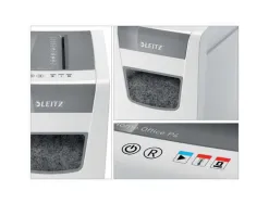 Destructeur leitz iq slim home office p4 coupe croisee 4x28mm detruit agrafes trombones 30l 375x255x370mm
