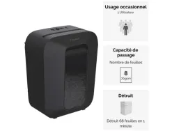 Destructeur personnel fellowes lx45 coupe croisee 4x37mm capacite 8f agrafes trombones cc securite p-4