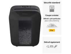 Destructeur personnel fellowes lx45 coupe croisee 4x37mm capacite 8f agrafes trombones cc securite p-4