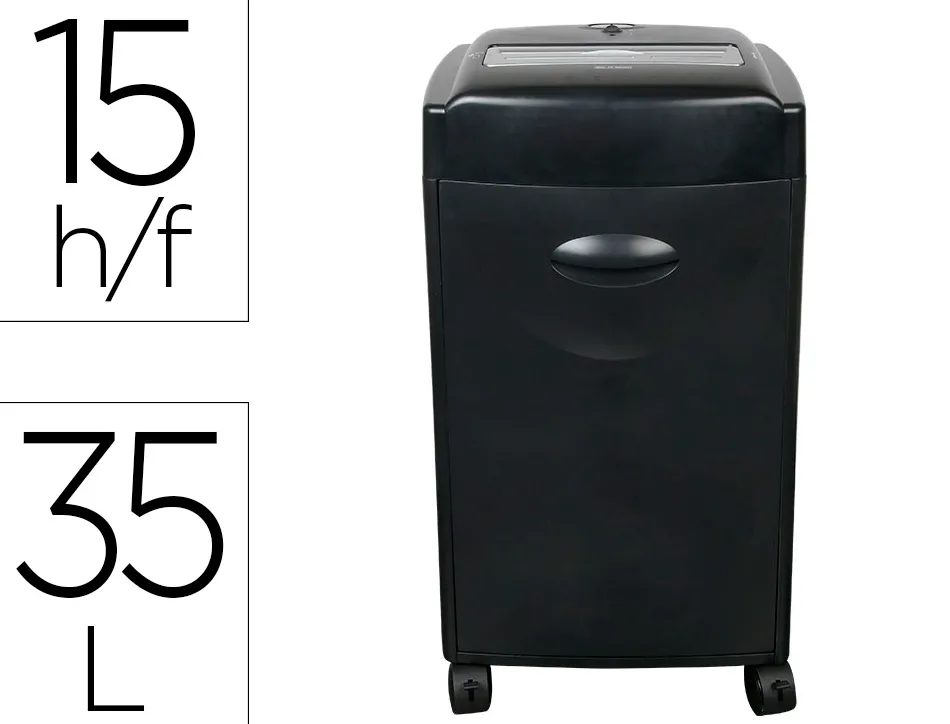 Destructeur q-connect q15cc automatique coupe croisée 4x30mm capacité 15f détruit trombones a4 35l 381x653x325mm