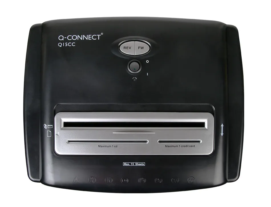 Destructeur q-connect q15cc automatique coupe croisée 4x30mm capacité 15f détruit trombones a4 35l 381x653x325mm