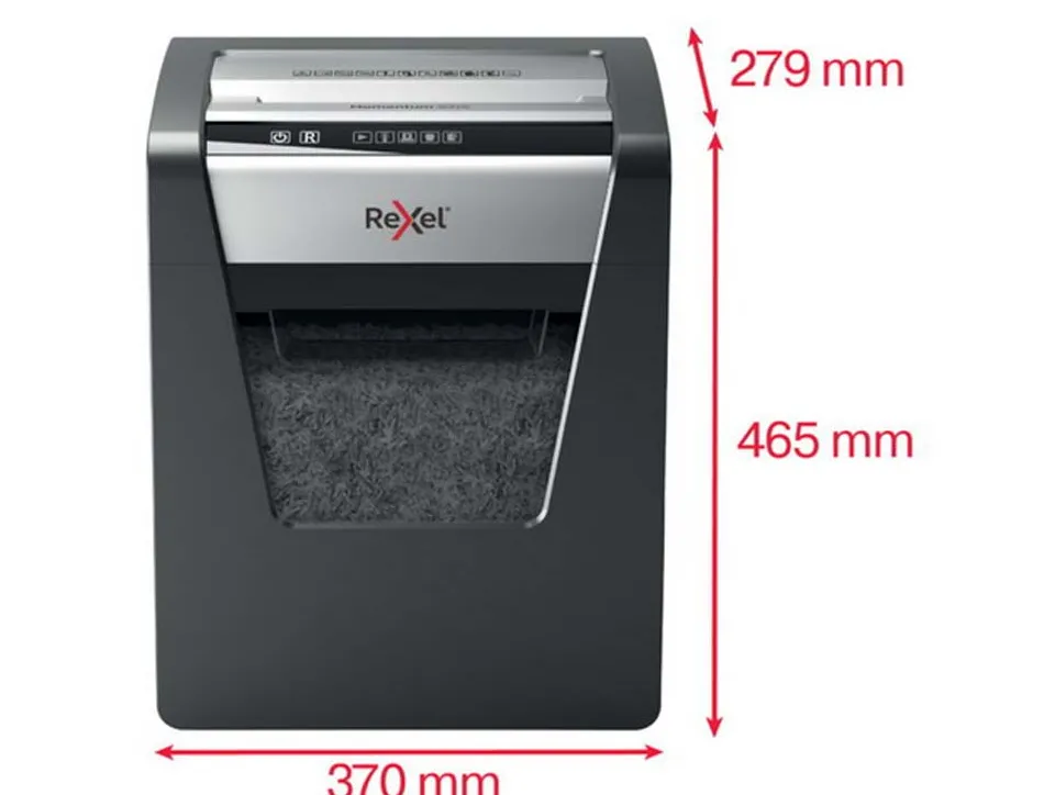 Destructeur rexel momentum x415 coupe croisée 4x40mm détruit trombones cb 15f anti-bourrage corbeille 23l 370x279x465mm