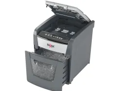Destructeur rexel optimum autofeed+ 50x coupe croisee 4x28mm 50f cartes credit trombones agrafes securite 4